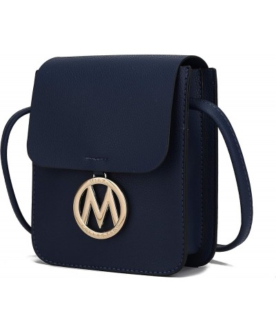 MKF Small Crossbody Cell Phone Purse for Women Card Slots – PU Leather Cellphone Bag Fashion Case Shoulder Strap Navy Blue $1...