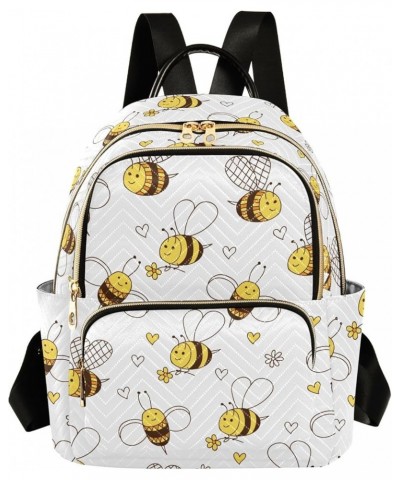 Travel Backpack Purse for Women Fashion Anti-theft Work Casual Cute Bee Flowers and Hearts Daypack Shoulder Bag Medium Size S...