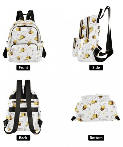 Travel Backpack Purse for Women Fashion Anti-theft Work Casual Cute Bee Flowers and Hearts Daypack Shoulder Bag Medium Size S...