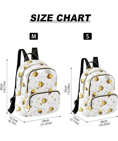 Travel Backpack Purse for Women Fashion Anti-theft Work Casual Cute Bee Flowers and Hearts Daypack Shoulder Bag Medium Size S...