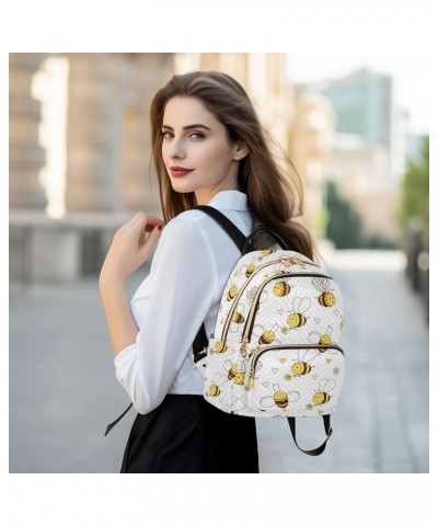 Travel Backpack Purse for Women Fashion Anti-theft Work Casual Cute Bee Flowers and Hearts Daypack Shoulder Bag Medium Size S...