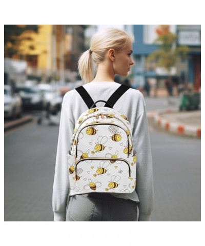 Travel Backpack Purse for Women Fashion Anti-theft Work Casual Cute Bee Flowers and Hearts Daypack Shoulder Bag Medium Size S...