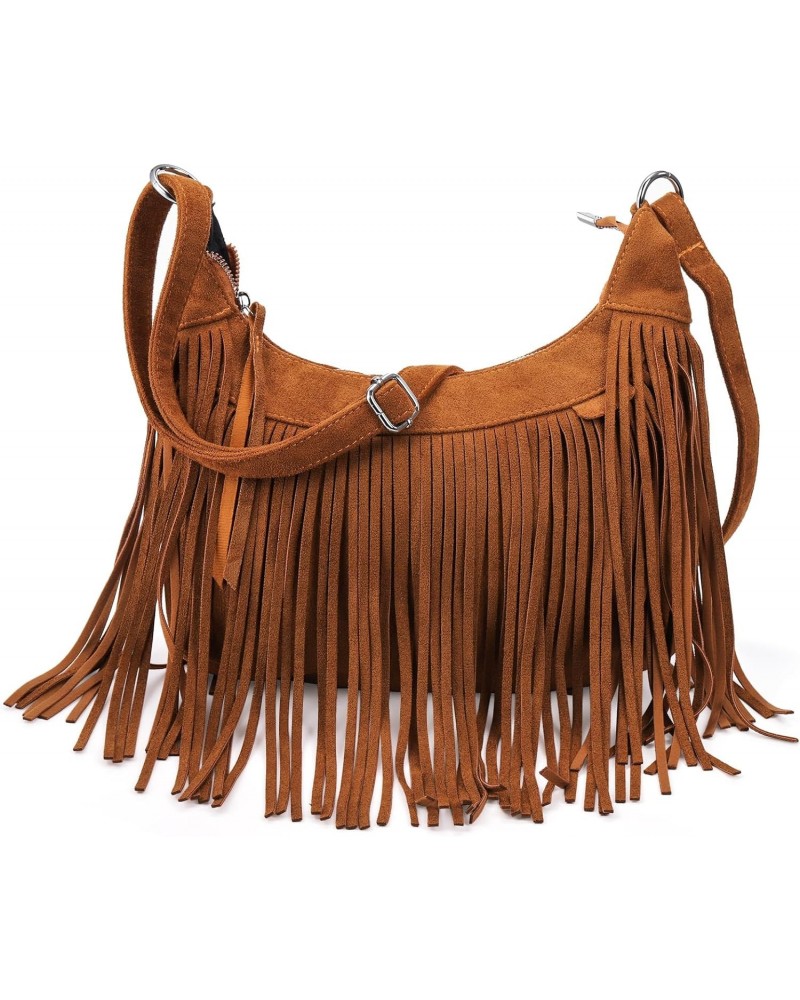 Fringe Purse Crossbody, Women Saddle Tassel Hobo Bag with Zipper, Western Cowgirl Fashionable Pocket Shoulder Bag with Adjust...