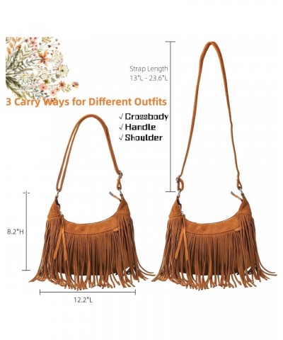 Fringe Purse Crossbody, Women Saddle Tassel Hobo Bag with Zipper, Western Cowgirl Fashionable Pocket Shoulder Bag with Adjust...