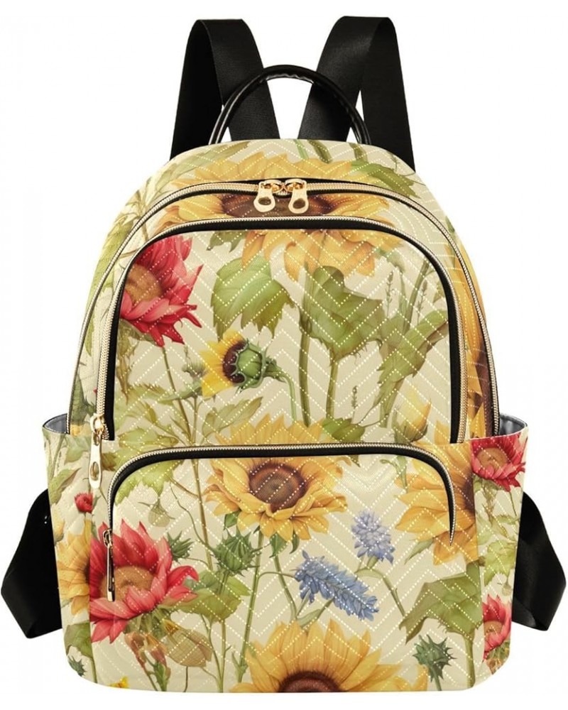 Space with Black Sky Fashion Backpack Purse, Women's Backpack Purse Small, Backpack Bags for Women, S Floral With Sunflowers-...