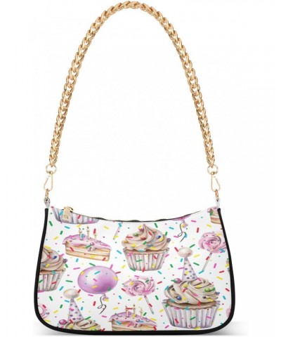 Balloon Candy Cupcakes Shoulder Bag for Women Hobo Tote Handbag Gold Chain Crossbody Bag with Zipper Clutch Purse Handbags $1...