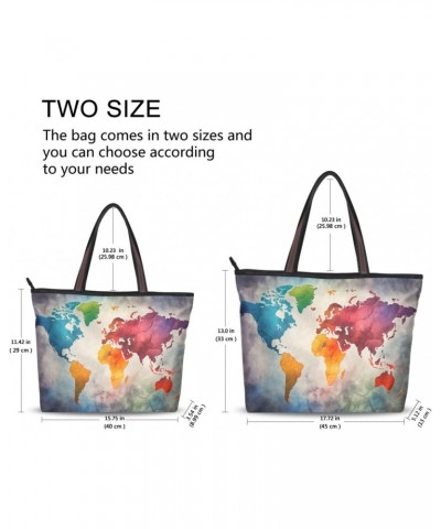 Women Tote Bags Map Color Top Handle Satchel Handbags Shoulder Bag for Shopping 20848235 $11.12 Satchels