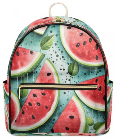 Watermelon Fruit Themed Backpack Purse for Women PU Leather Lightweight Ladies Shoulder Fashion Satchel Bags Travel Casual Da...