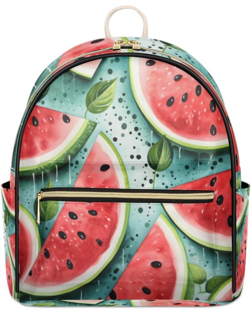 Watermelon Fruit Themed Backpack Purse for Women PU Leather Lightweight Ladies Shoulder Fashion Satchel Bags Travel Casual Da...