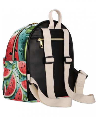 Watermelon Fruit Themed Backpack Purse for Women PU Leather Lightweight Ladies Shoulder Fashion Satchel Bags Travel Casual Da...