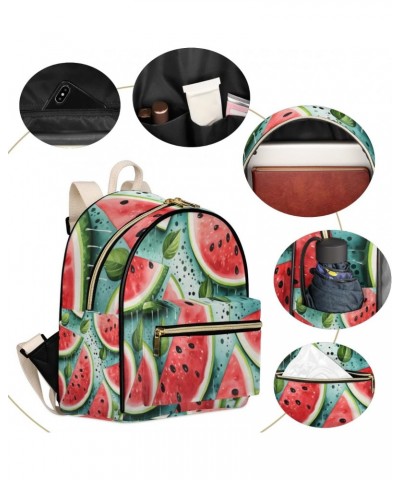 Watermelon Fruit Themed Backpack Purse for Women PU Leather Lightweight Ladies Shoulder Fashion Satchel Bags Travel Casual Da...