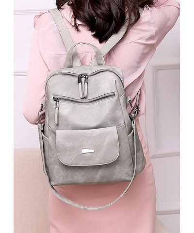 Women Backpack Purse Vegan Leather Large Travel Backpack College Shoulder Bags-Gray (Color : Black) Gray $22.78 Backpacks