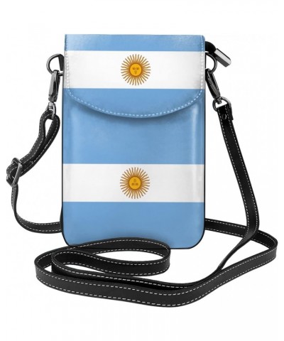 Women Flag Of Argentina Crossbody Cell Phone Purse Leather Phone Bag Wallet Shoulder Bag $17.63 Crossbody Bags