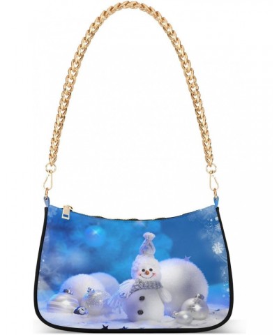 Cute Snowflakes Snowman Christmas Shoulder Handbags for Women Travel Hobo Tote Handbag Women Gold Chain Shoulder Bags Purse w...