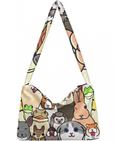 Doodle Pet Dog Colorful Animals Fluffy Crossbody Bag Furry Tote Bags for Women Fuzzy Purse Handbag Lady Shoulder Bag Large Pl...