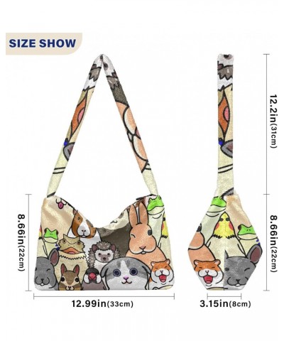 Doodle Pet Dog Colorful Animals Fluffy Crossbody Bag Furry Tote Bags for Women Fuzzy Purse Handbag Lady Shoulder Bag Large Pl...