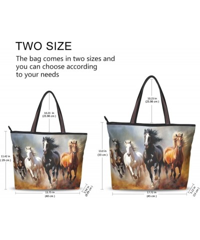 Women Tote Bags Running Horse Top Handle Satchel Handbags Shoulder Bag for Shopping 20847607 Horse $12.59 Satchels