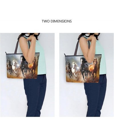 Women Tote Bags Running Horse Top Handle Satchel Handbags Shoulder Bag for Shopping 20847607 Horse $12.59 Satchels