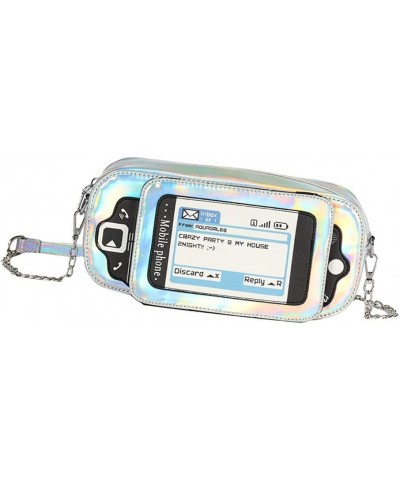 Holographic Laser Creative PU Messenger Bag, Retro '90s Phone Styling Purse Bag, Waterproof Crossbody Bag, Women Shoulder Bag...