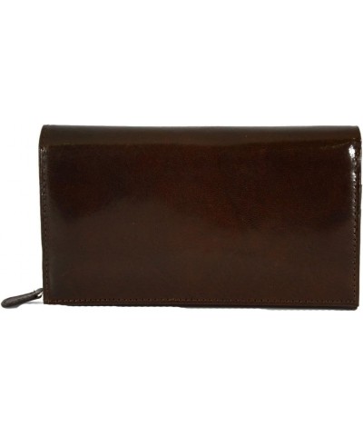 Woman Genuine Leather Wallet Multi Compartments Color Dark Brown $52.43 Wallets