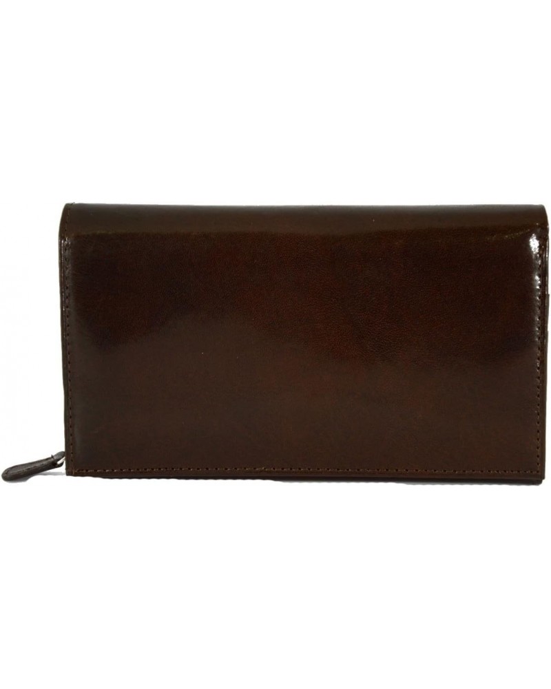 Woman Genuine Leather Wallet Multi Compartments Color Dark Brown $52.43 Wallets