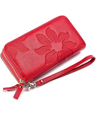 Women Wallet Leather Women Double Zipper Long Wallet Large Capacity Ladies Purse Phone Bag Credit Cards Holder Money Clutch (...