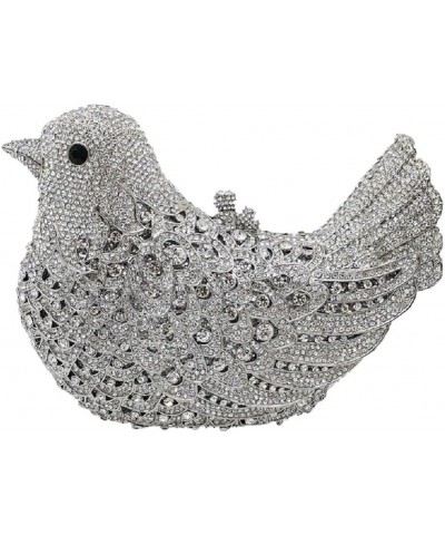 Bird Clutch Bags For Women Crystal Evening Bag Rhinestone Wedding Handbag Party Purse (Small,Silver) Silver $72.82 Evening Bags