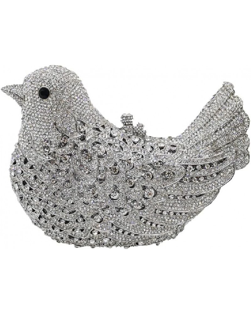 Bird Clutch Bags For Women Crystal Evening Bag Rhinestone Wedding Handbag Party Purse (Small,Silver) Silver $72.82 Evening Bags