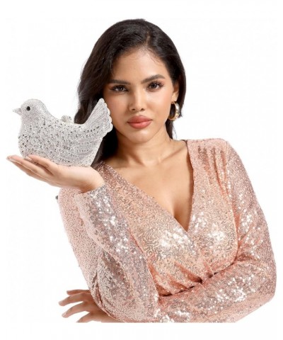 Bird Clutch Bags For Women Crystal Evening Bag Rhinestone Wedding Handbag Party Purse (Small,Silver) Silver $72.82 Evening Bags