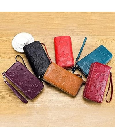 Women Wallet Leather Women Double Zipper Long Wallet Large Capacity Ladies Purse Phone Bag Credit Cards Holder Money Clutch (...