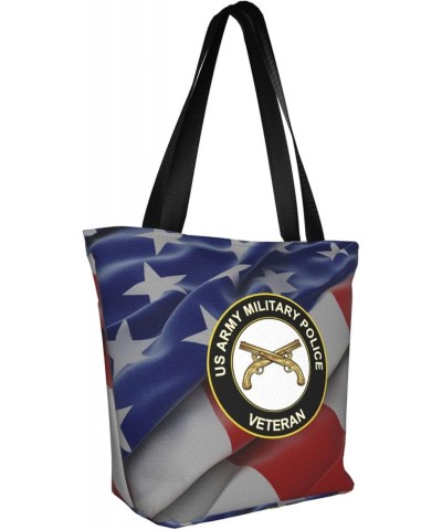 United States Army Veteran Military Police Veteran Women'S Casual One Shoulder Carry Shopping Bag Large Capacity Working Stor...