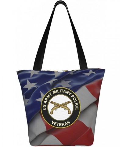 United States Army Veteran Military Police Veteran Women'S Casual One Shoulder Carry Shopping Bag Large Capacity Working Stor...