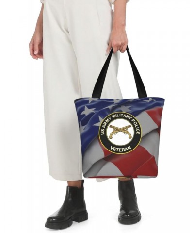 United States Army Veteran Military Police Veteran Women'S Casual One Shoulder Carry Shopping Bag Large Capacity Working Stor...