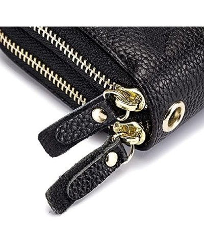 Women Wallet Leather Women Double Zipper Long Wallet Large Capacity Ladies Purse Phone Bag Credit Cards Holder Money Clutch (...