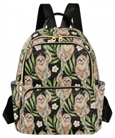 Cute Sloth on Summer Background Backpack Purse for Women Lightweight Back Pack Casual Daypack Travel Shoulder Bag Bookbag - M...