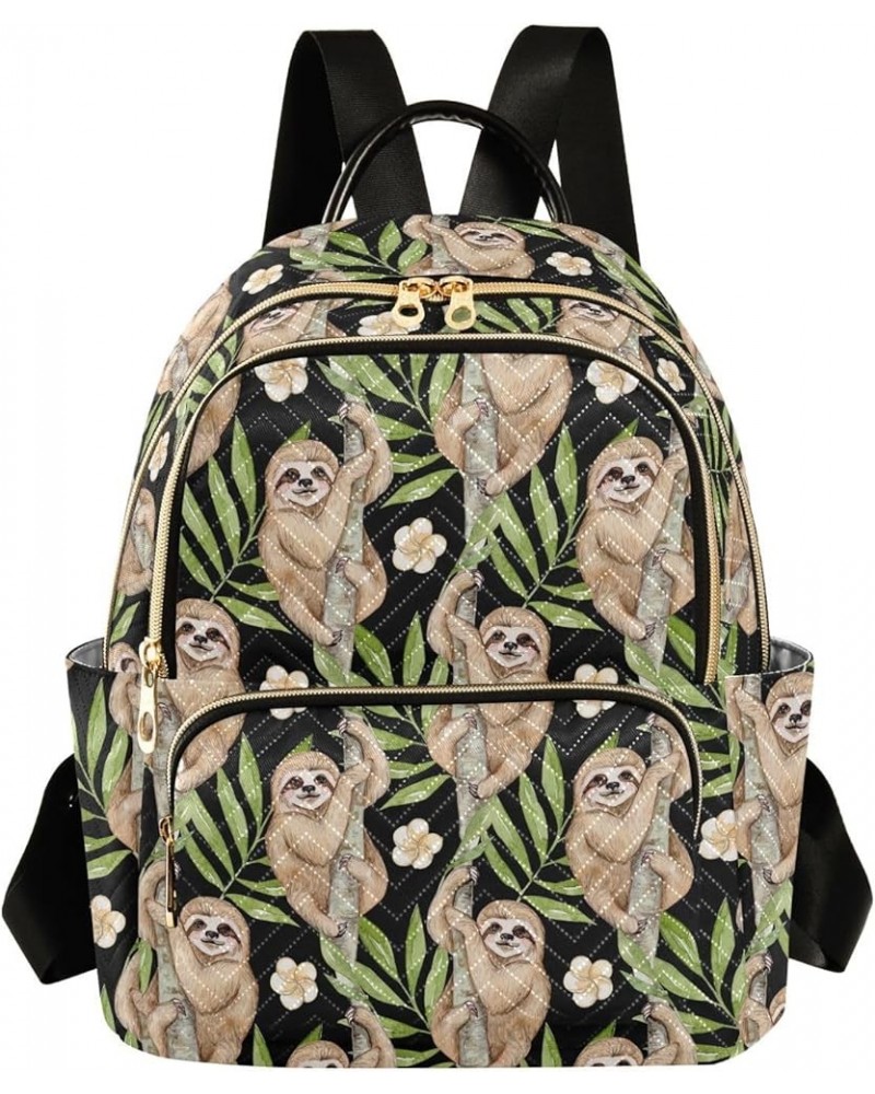 Cute Sloth on Summer Background Backpack Purse for Women Lightweight Back Pack Casual Daypack Travel Shoulder Bag Bookbag - M...