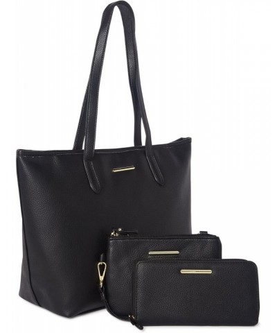 Time and Tru Women's Faux Leather Vegan 3-Piece Handbag Set Tote, Wristlet and Wallet (Black Pebble) $20.64 Wristlets