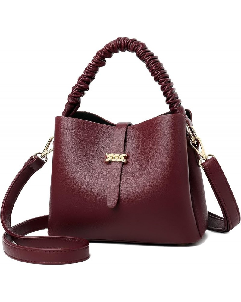 Purses and Handbags for Women PU Leather Top-Handle Crossbody Bags Women's Tote Shoulder Satchel Bag Red $22.55 Satchels