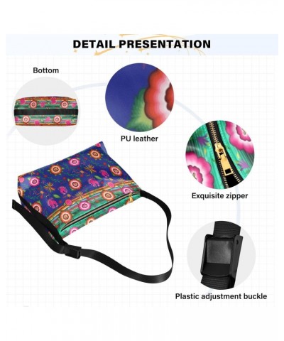 Hobo Handbag Crossbody Embroidery Mexican Flowers Trendy PU Leather Shoulder Bags Purses Ethnic Folk Floral Large Casual Slin...