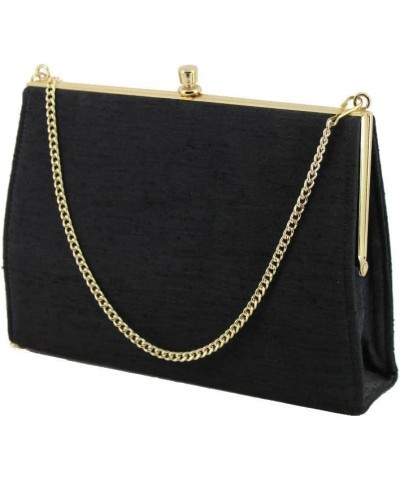 Womens Clutch Bag Handbag Wedding Evening Party Prom Black Satin $29.14 Evening Bags