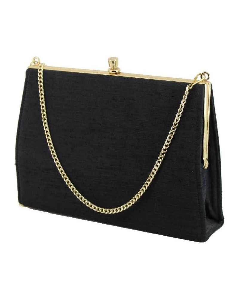 Womens Clutch Bag Handbag Wedding Evening Party Prom Black Satin $29.14 Evening Bags