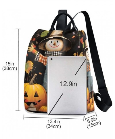 Moon Sky Floral Fashion Backpack Purse for Women Back Zipper Pocket Design Autumn Cute Scarecrow $19.62 Backpacks