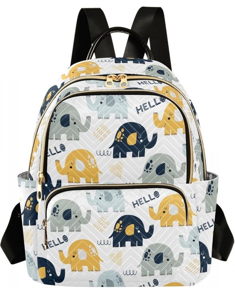 Baby Elephant Polka Dot Backpack Purse for Women Lightweight Back Pack Casual Daypack Travel Shoulder Bag Bookbag - M Small M...