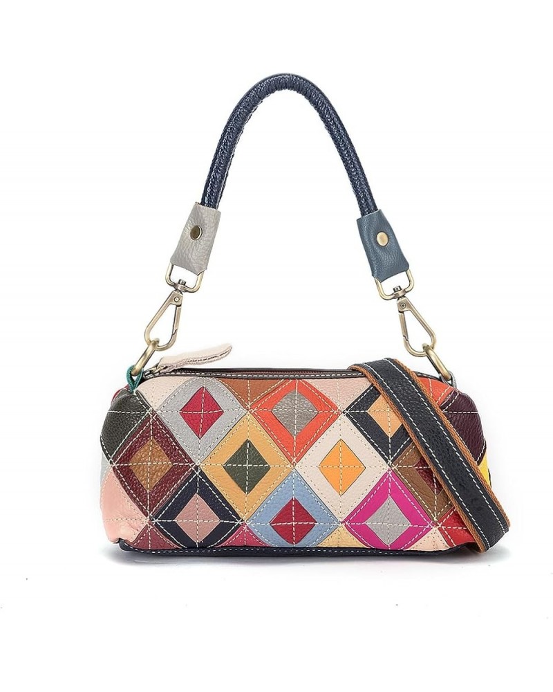 Women Colorful 3D Floral Shoulder Bag Genuine Leather Random Multicolour Patchwork Handbag Shopper Crossbody Satchels Multico...