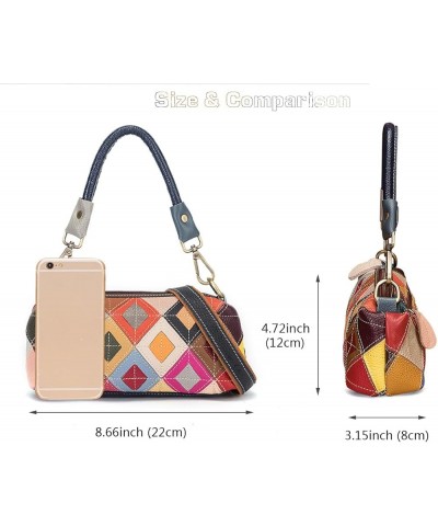 Women Colorful 3D Floral Shoulder Bag Genuine Leather Random Multicolour Patchwork Handbag Shopper Crossbody Satchels Multico...