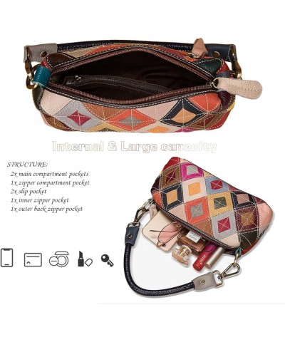 Women Colorful 3D Floral Shoulder Bag Genuine Leather Random Multicolour Patchwork Handbag Shopper Crossbody Satchels Multico...