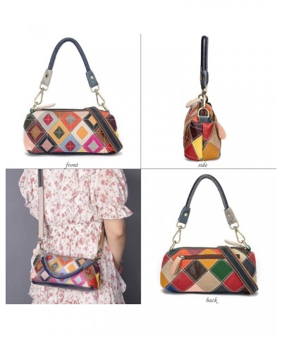 Women Colorful 3D Floral Shoulder Bag Genuine Leather Random Multicolour Patchwork Handbag Shopper Crossbody Satchels Multico...