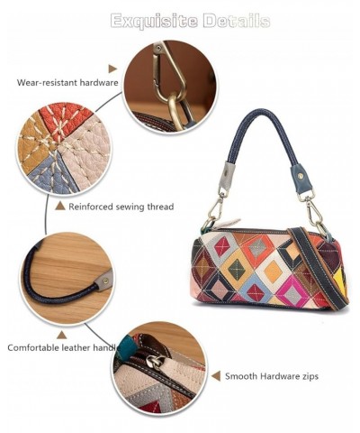 Women Colorful 3D Floral Shoulder Bag Genuine Leather Random Multicolour Patchwork Handbag Shopper Crossbody Satchels Multico...