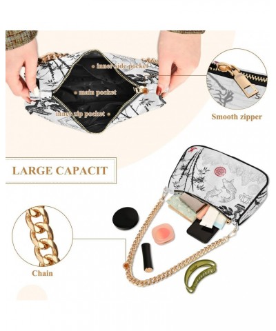 Chinese Oil Painting Small Chain Shoulder Bag for Women Travel Hobo Tote Handbag Clutch Purse with Zipper $13.50 Totes