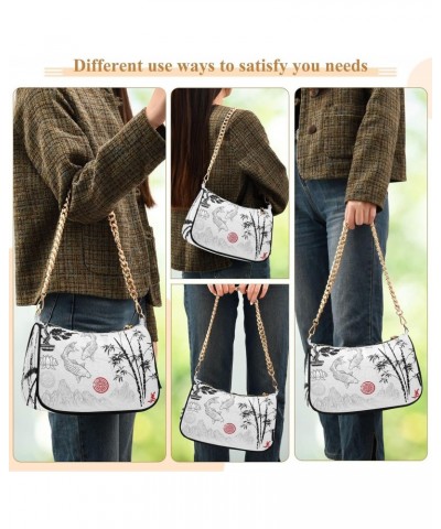 Chinese Oil Painting Small Chain Shoulder Bag for Women Travel Hobo Tote Handbag Clutch Purse with Zipper $13.50 Totes